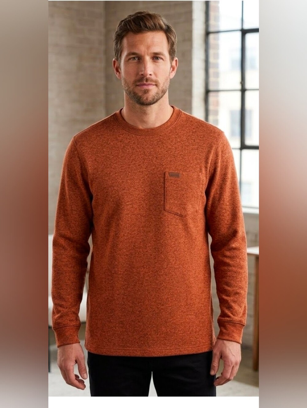 Pendleton Men’s Deschutes Long Sleeve Pocket Tee Sweater Ginger Size L